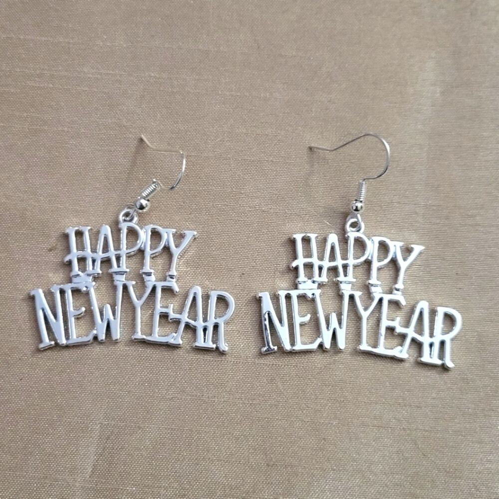 Happy New Year NYE party hook earrings